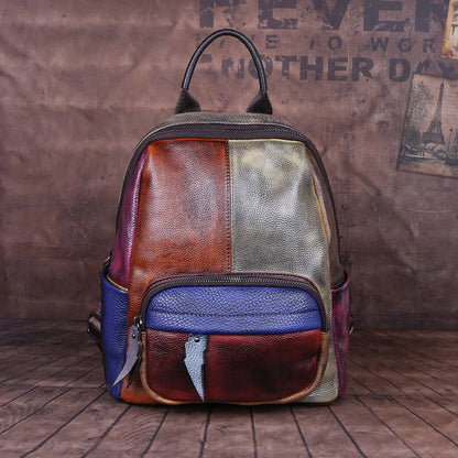 Nontium - Retro Panelled Cowhide Women's Backpack