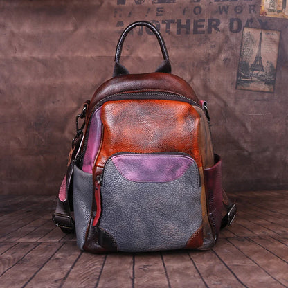 Nontium - Retro Panelled Cowhide Women's Backpack