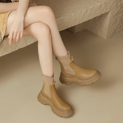 Nontium - Winter Fashion Knitted Socks Boots with Thick Bottom