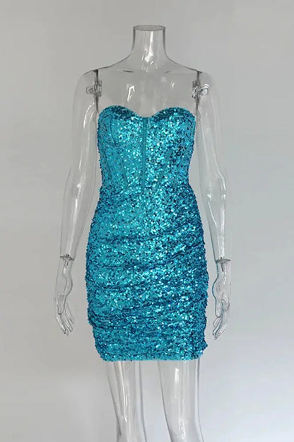 Nontium - Shiny Sequin Glitter Mini Dress