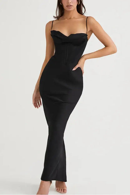 Nontium - Satin Backless Maxi Dress