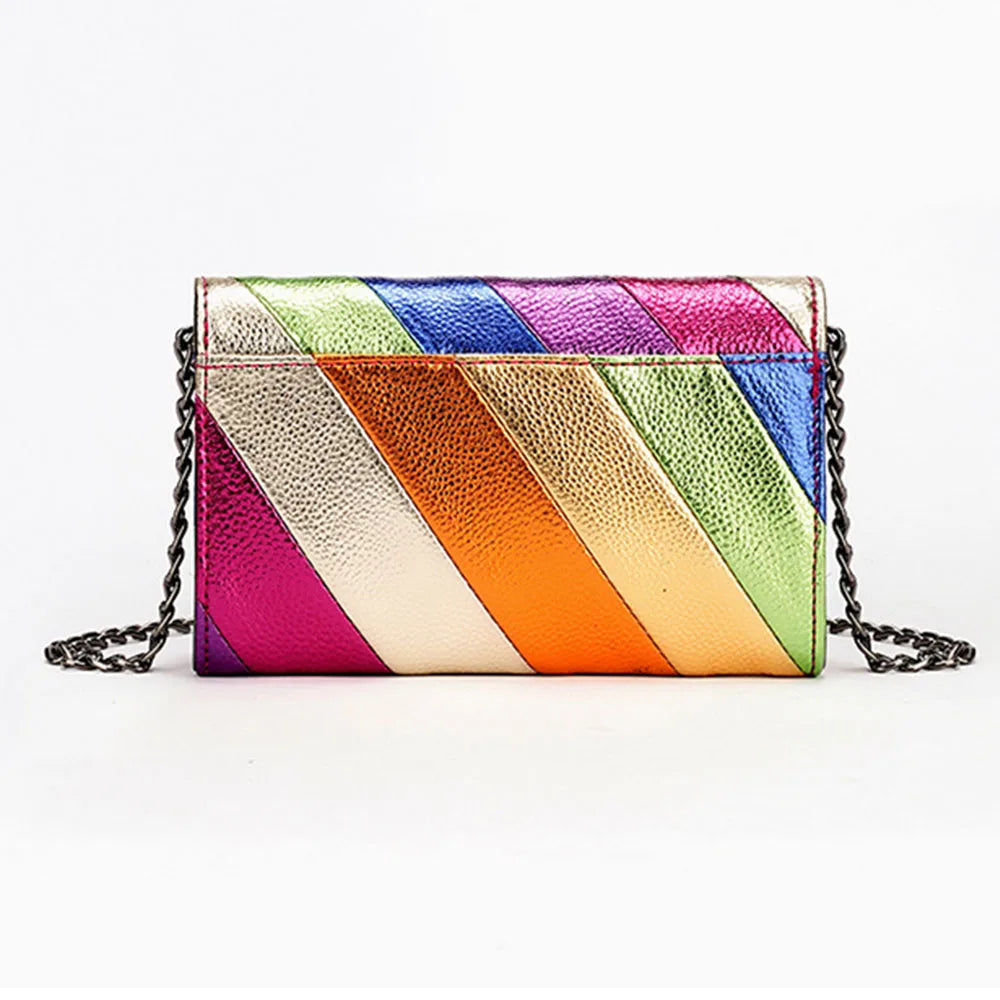 Nontium - Rainbow Patch Flap Crossbody with Eagle Head