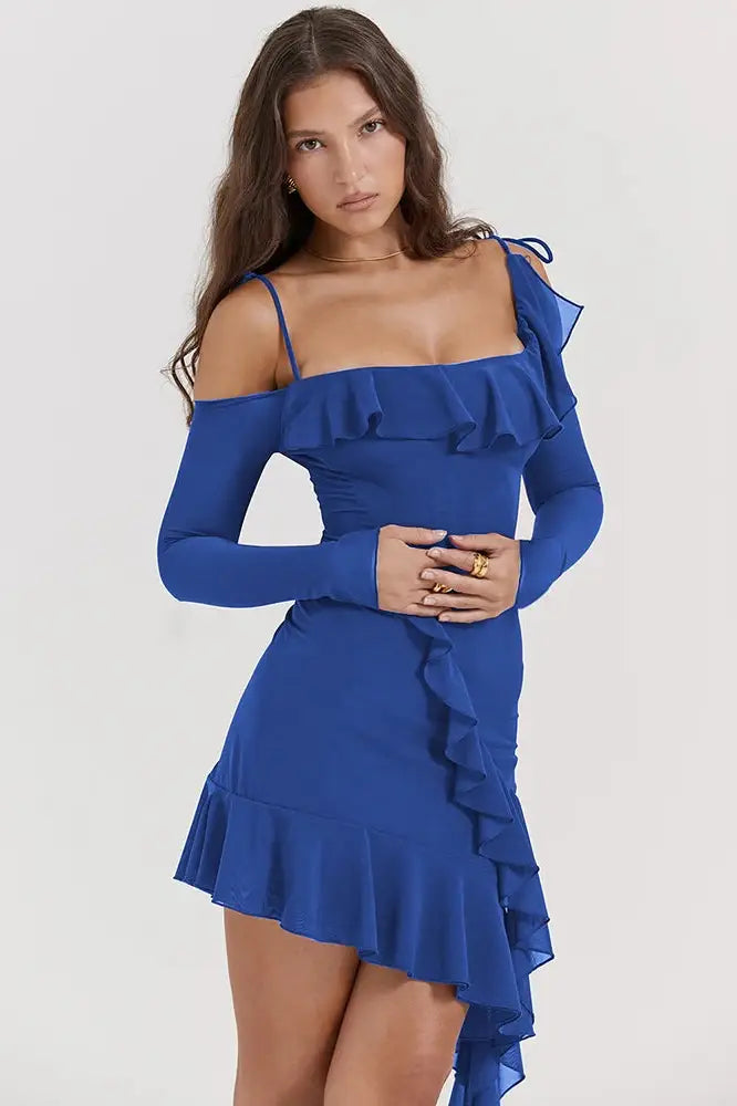 Nontium - Elegant Ruffle Mini Dress