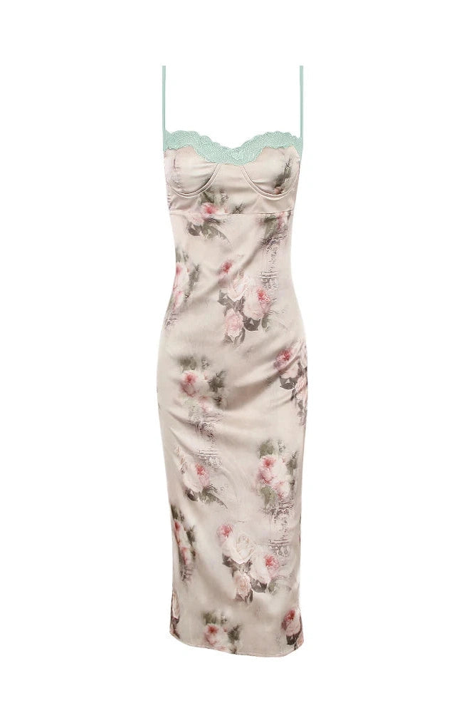 Nontium - Elegant Floral Midi Dress