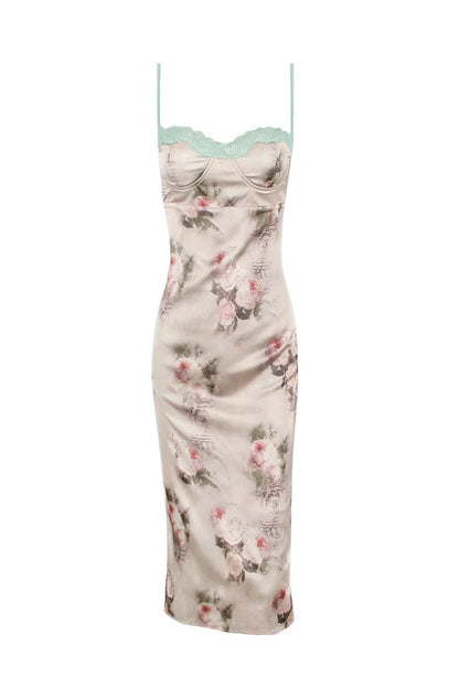 Nontium - Elegant Floral Midi Dress