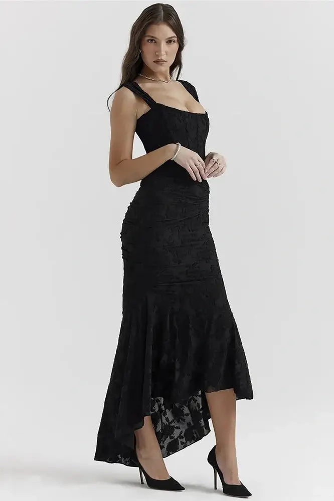 Nontium - Elegant Pleated Maxi Dress