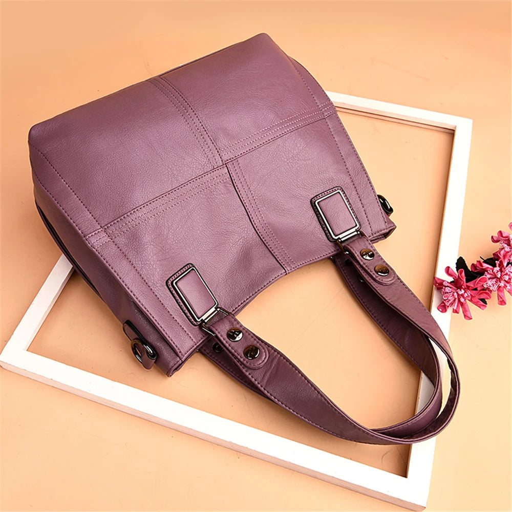 Nontium - Famous Brand Plaid Leather Handbag