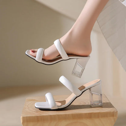 Nontium - Crystal Mules Fashionable Heeled Slippers