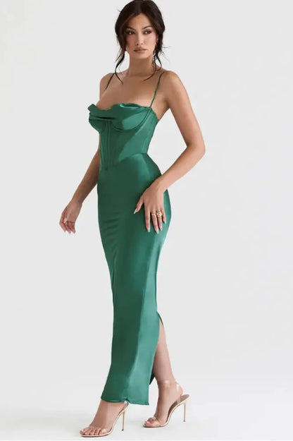 Nontium - Satin Backless Maxi Dress