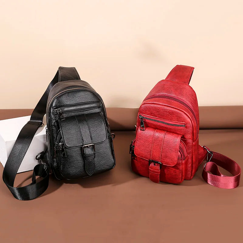 NONTIUM Fashionable Pu Leather Chest Bag
