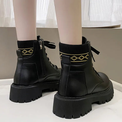 Nontium - Cozy Plush PU Leather Ankle Boots for Women