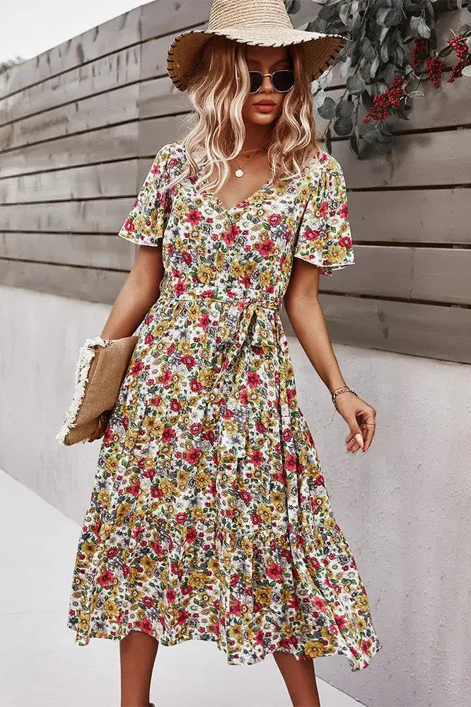 Nontium - Floral Print Maxi Dress