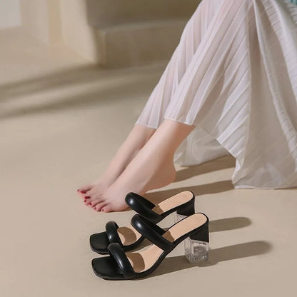 Nontium - Crystal Mules Fashionable Heeled Slippers