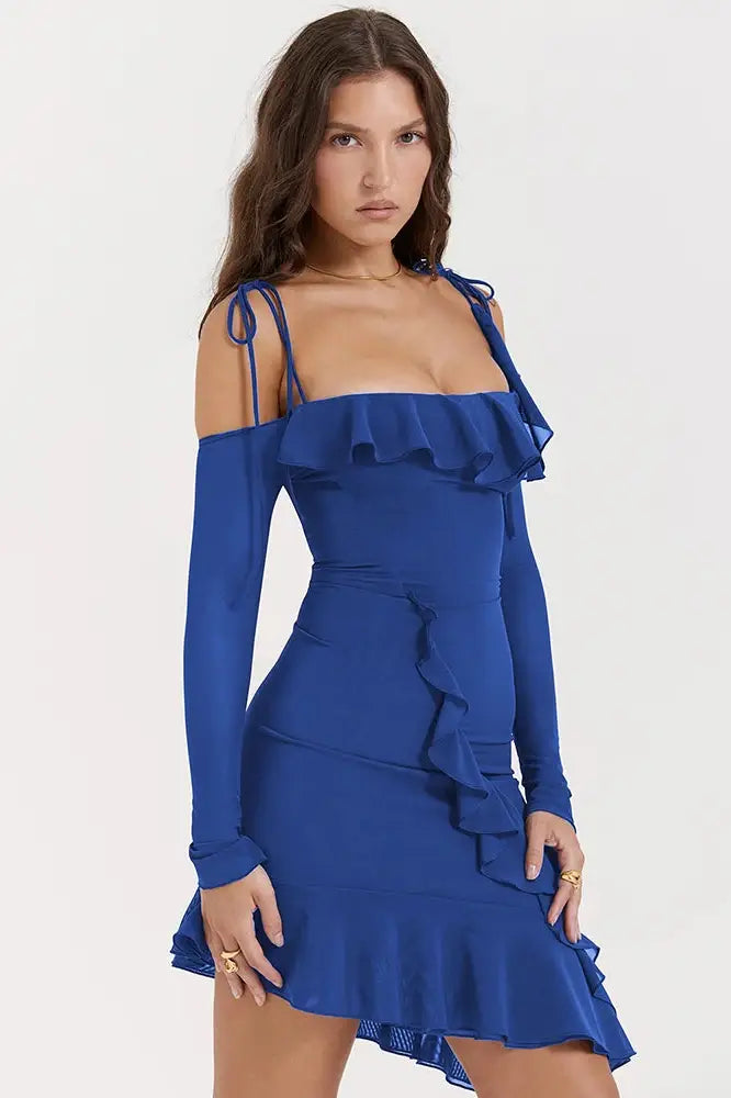 Nontium - Elegant Ruffle Mini Dress