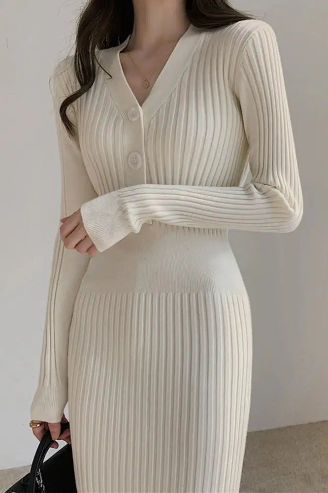 Nontium - Elegant Knitted Bodycon Maxi Dress