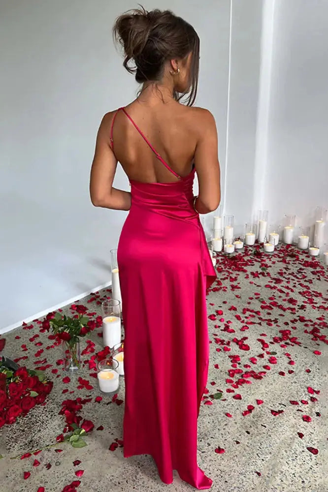 Nontium - Satin One Shoulder Maxi Dress